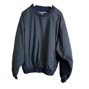 Highlander Men's Windshirt Golf Jacket Large Check Blue Pullover Windbreaker